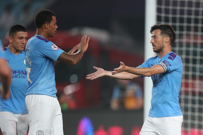 NANJING, CHINA - JULY 17:  David Silva of Manchester City celebrates after scoring his team's goal during the Premier League Asia Trophy 2019 match between West Ham United and Manchester City on July 17, 2019 in Nanjing, China.  (Photo by Lintao Zhang/Getty Images for Premier League)