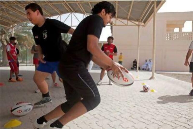 Pupils at the Al Wuheida School for Boys take part in the HSBC UAE Rugby Pathway Programme.