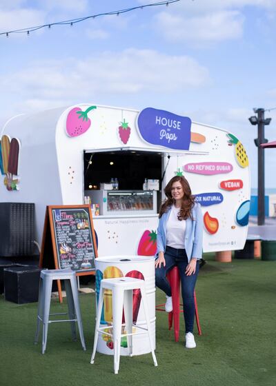 DUBAI, UNITED ARAB EMIRATES. 1 FEBRUARY 2021. Marcela Sancho, co-founder of House Of Pops, which makes and sells a range of all-natural ice pops and vegan ice creams, inspired by Mexican recipes. 

Photo: Reem Mohammed / The National
Reporter: David Dunn