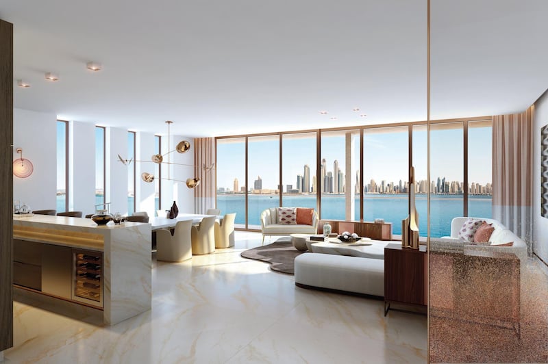 Rose gold accents in show apartment of The Royal Atlantis Residences. Courtesy The Royal Atlantis Residences & Resort