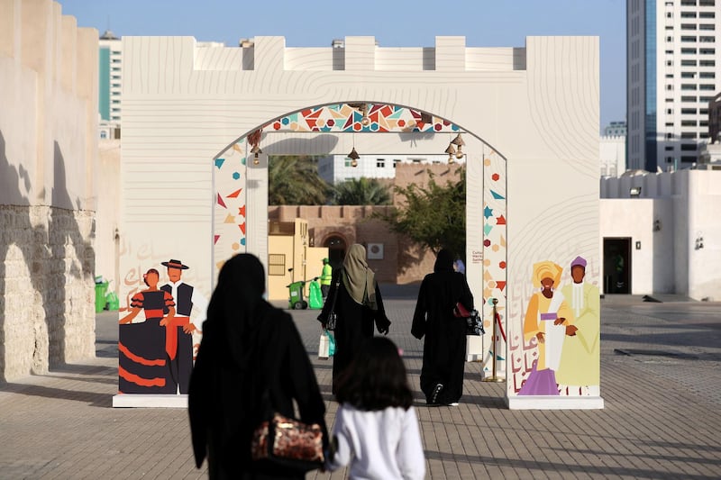 Sharjah, United Arab Emirates - Reporter: Razmig Bedirian. Arts. People arrive at the Heart of Sharjah for Sharjah Heritage Days. Monday, March 22nd, 2021. Sharjah. Chris Whiteoak / The National