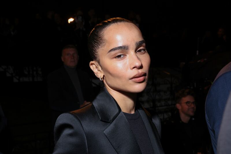 Zoe Kravitz in a black tuxedo. AP