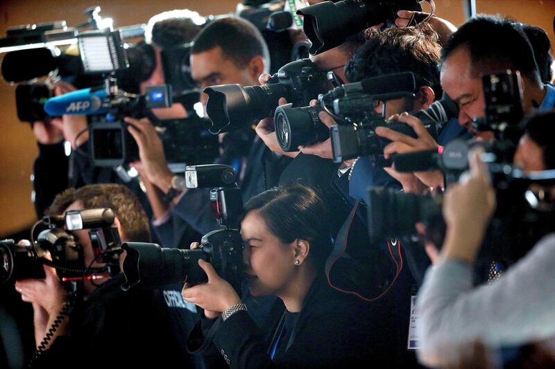 The ninth World Islamic Economic Forum gathered the Islamic world's top leaders in London. Above, members of the media during the opening session of the Islamic finance event. Matthew Lloyd / Getty Images