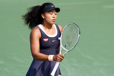 Naomi Osaka of Japan in action on Wednesday in the Western and Southern Open quarter-finals match at Flushing Meadows, New York. EPA