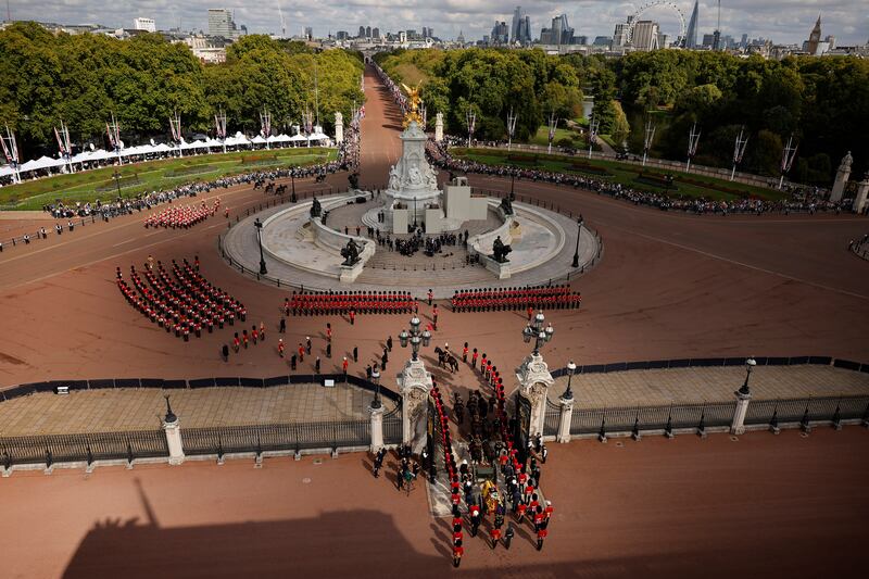 The procession leaves Buckingham Palace. Getty Images