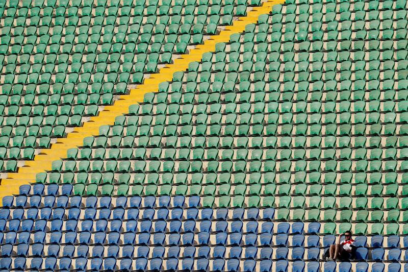 A fan inside the stadium before the Senegal v Algeria match in Cairo, Egypt. Reuters