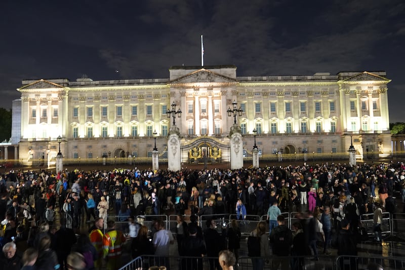 The crowds outside Buckingham Palace on Thursday night. PA