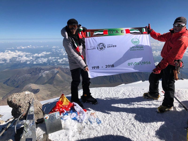Ahmed Zein Al Yafei has completed a trio of massive mountain climbs in honour of the Year of Zayed. Courtesy Dubai Police