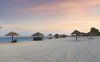 The sun sets over Al Maya Island, Abu Dhabi. Courtesy Al Maya Island