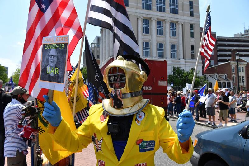Demonstrators protest against the lockdown in Harrisburg, Pennsylvania, US. AFP