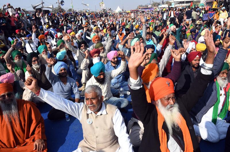 Farmers have been stopped by the police at the various points outside Delhi border which are connected with neighbouring states of Haryana and Uttar Pradesh.  EPA