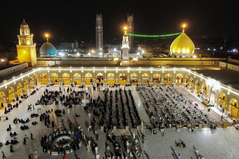 Worshippers at the Grand Mosque of Kufa near the central shrine city of Najaf, about 160 kilometres south of Iraq's capital Baghdad, during the month of Ramadan. AFP