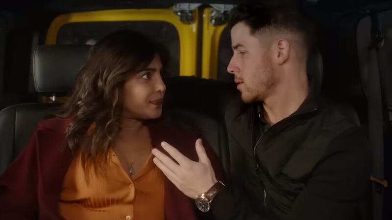 Chopra and Nick Jonas in a scene from Love Again