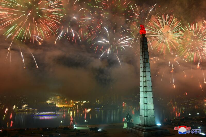 Fireworks over Pyongyang on September 9 as a military parade is held to mark the 73rd anniversary of North Korea's founding. Reuters