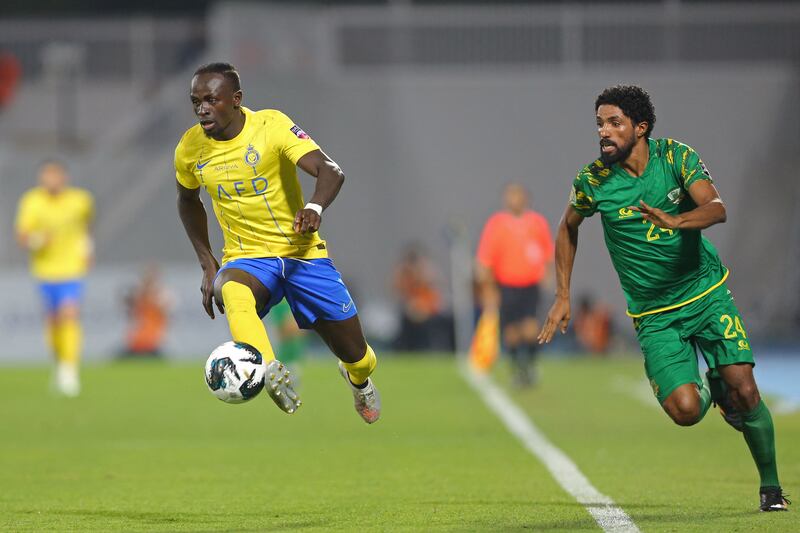 Al Nassr's new signing Sadio Mane won the penalty that gave them a 1-0 win against Al Shorta in the King Salman Cup on Wednesday, August 9, 2023. AFP