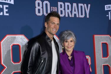 Tom Brady and Jane Fonda pose at the premiere of the '80 For Brady' movie at the Regency Village Theater in Los Angeles, California, USA, 31 January 2023 (issued 01 February 2023).  The movie will be released in theaters on 03 February 2023.   EPA / NINA PROMMER