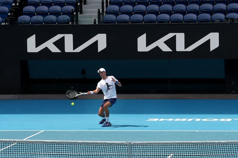 Serbia's Novak Djokovic takes part in a training session in Melbourne ahead of the Australian Open. AFP