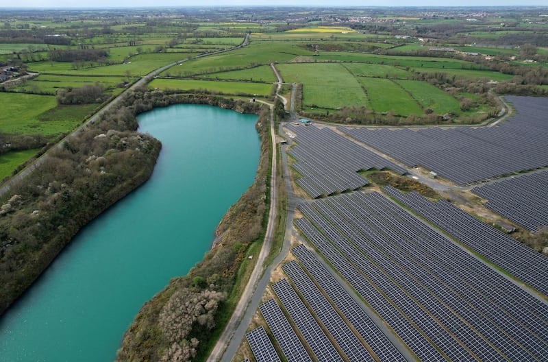 Solar panels at a photovoltaic park in Sevremoine near Cholet, France. Reuters