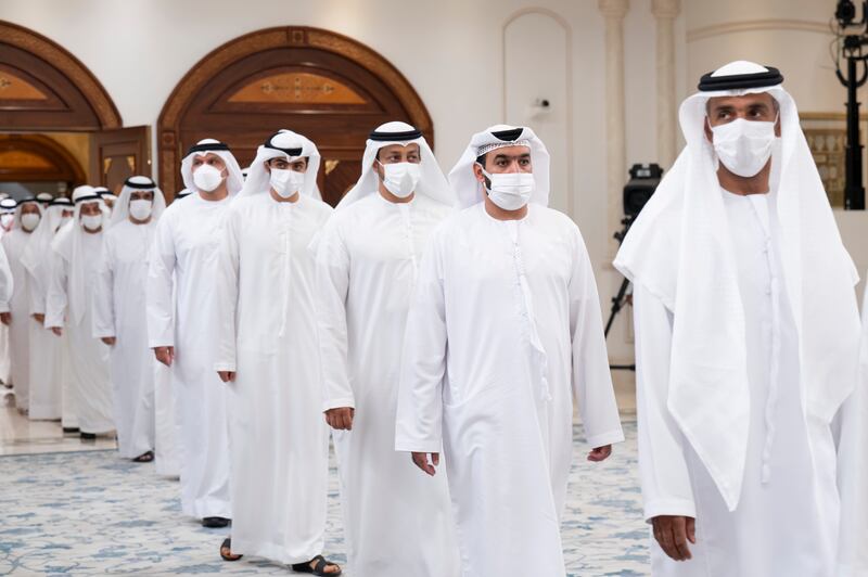 Emirati mourners offer condolences at Mushrif Palace.
