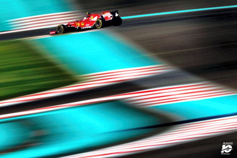 I’ve always been a fan of race circuit venues that use the areas that surround the track in a creative manner. Here you see Kimi Raikkonen slicing his way through the designs during the 2014 Abu Dhabi Grand Prix weekend.