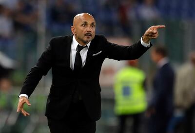 FILE - In this Oct. 2, 2016 file photo Roma coach Luciano Spalletti gives indications to his players during a Serie A soccer match between Roma and Inter Milan, at Rome's Olympic Stadium. Inter Milan had to suffer the ignominy of being beaten to the final Europa League spot by AC Milan last campaign and, to add insult to injury, it has been forced to watch as its city rival signed a whole host of star players in the offseason. (AP Photo/Andrew Medichini, files)