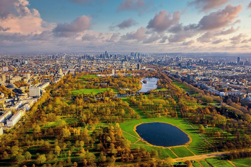 An aerial view of London's Hyde Park.