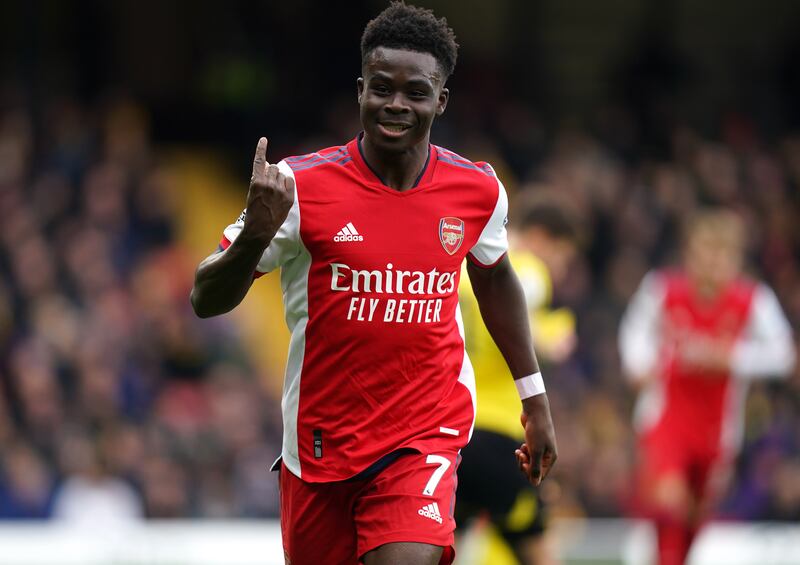 Bukayo Saka - 9: Lovely exchange of passes with Odegaard before setting up Norwegian’s opener. Scored second himself after picking pocket of Cleverley before unleashing unstoppable finish. His quick throw started move for third. PA