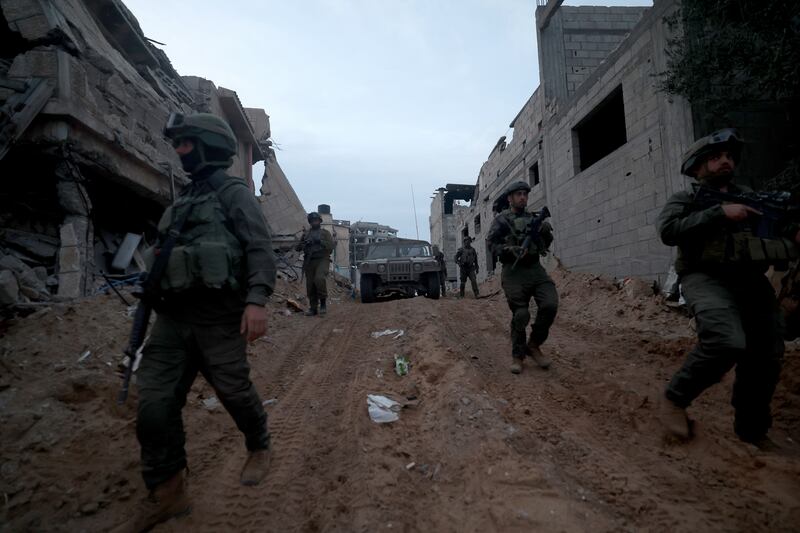 Israeli soldiers near the Jabalia refugee camp, on the outskirts of Gaza city. EPA