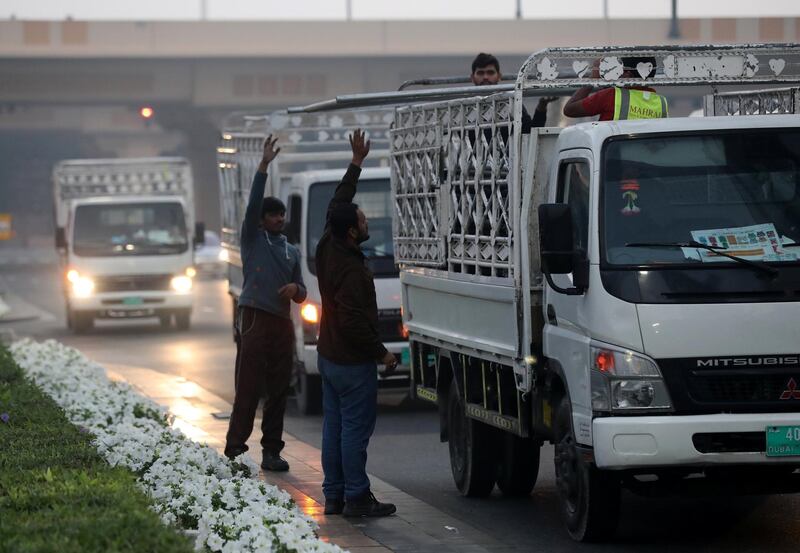 Dubai, United Arab Emirates - January 01, 2011: The clean up operations after the celebrations the night for New Years Eve 2019. Tuesday, December 1st, 2019 in Downtown, Dubai. Chris Whiteoak/The National