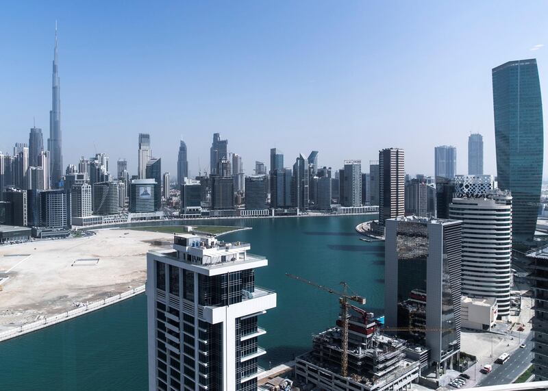 DUBAI, UNITED ARAB EMIRATES. 29 OCTOBER 2019. 
Dubai skyline seen from Deyaar properties on Business Bay.
(Photo: Reem Mohammed/The National)

Reporter:
Section: