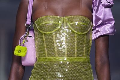 A sequinned corset top at Fendi. AFP