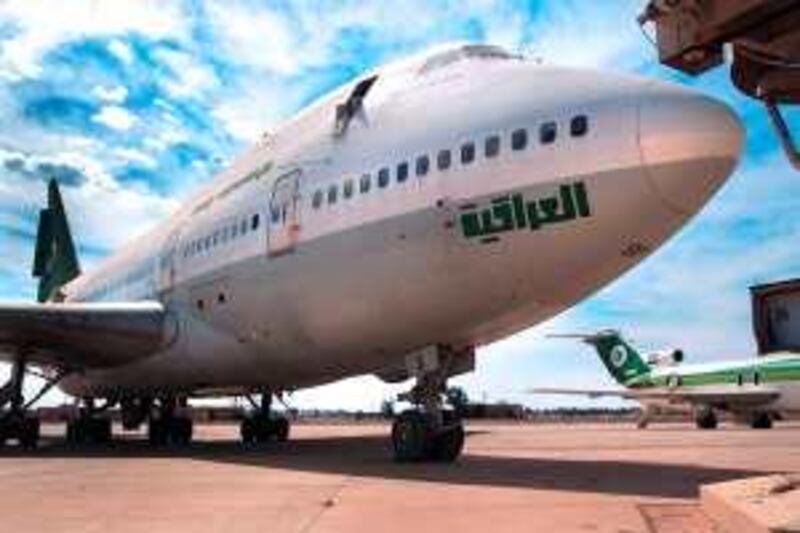 BAGHDAD, IRAQ - MARCH 16:  Iraqi Airways 747 aircraft lie idle at the Baghdad International Airport March 16, 2004 in Baghdad, Iraq. Iraqi Airways is struggling a year after the war to reorganize, hampered, officilas say, by restrictions placed on it by both the Calition Provisional Authority and the U.S. Military, who controls the Baghdad International airport where the airline has it's local fleet of six aircraft.  (Photo by Scott Nelson/Getty Images)