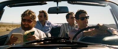 (L-r) Alan (ZACH GALIFIANAKIS), Phil (BRADLEY COOPER), Stu (ED HELMS) and Doug (JUSTIN BARTHA) head to Las Vegas in Warner Bros. Pictures' and Legendary Pictures' comedy "The Hangover," a Warner Bros. Pictures release.
PHOTOGRAPHS TO BE USED SOLELY FOR ADVERTISING, PROMOTIONAL, PUBLICITY OR REVIEWS OF THIS SPECIFIC MOTION PICTURE AND TO REMAIN THE PROPERTY OF THE STUDIO. NOT FOR SALE OR REDISTRIBUTION.