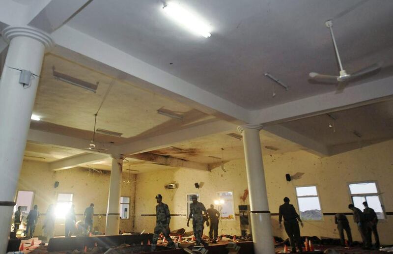 The scene of the suicide attack at a mosque in Abha, the provincial capital of Asir, on August 6, 2015. Saudi Press Agency/EPA