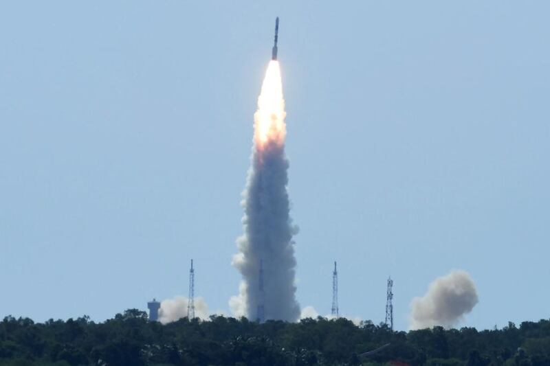 The Indian Space Research Organisation's satellite is launched from Sriharikota. AFP