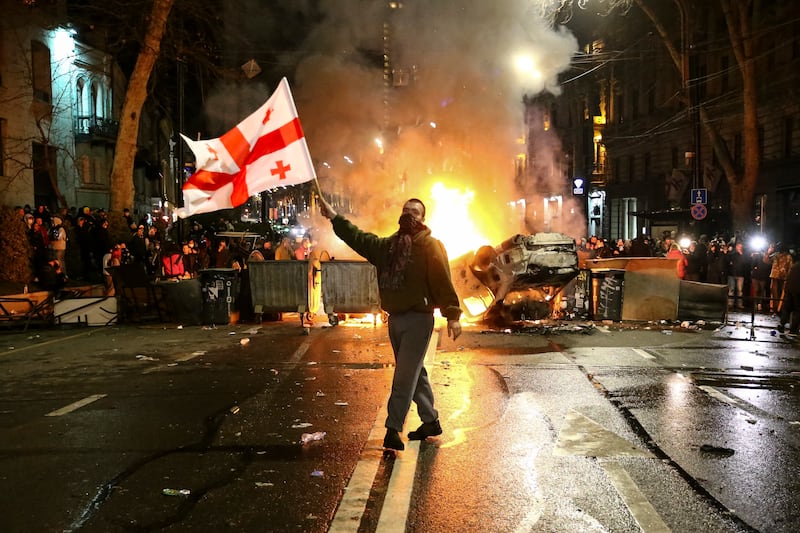 Protesters in Tbilisi, Georgia. AP