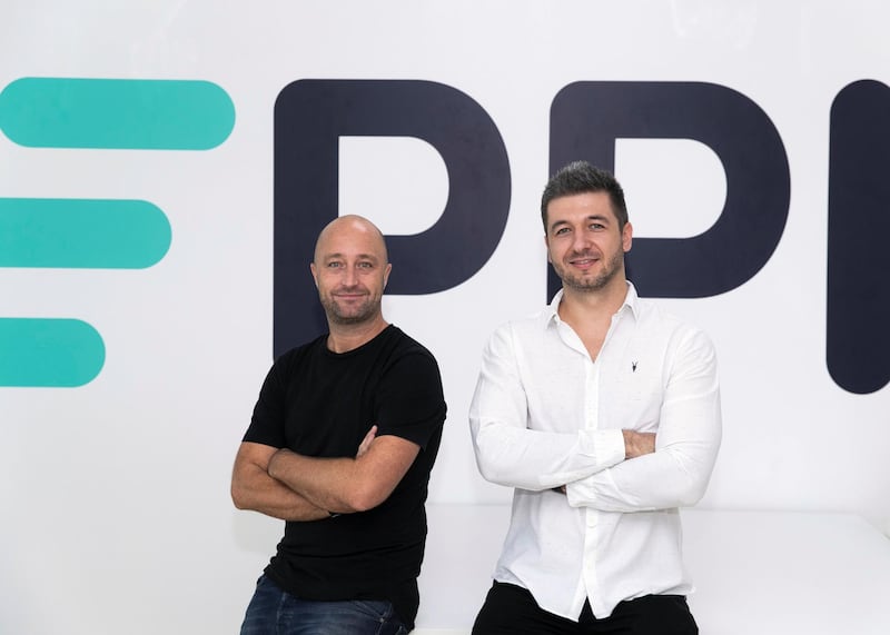 DUBAI, UNITED ARAB EMIRATES. 8 JULY 2020. 
Joe Franklin and Milos Savic, founders of Steppi -  a platform thatencourages users to be more active by exchanging steps for discounts .
(Photo: Reem Mohammed/The National)

Reporter:
Section: