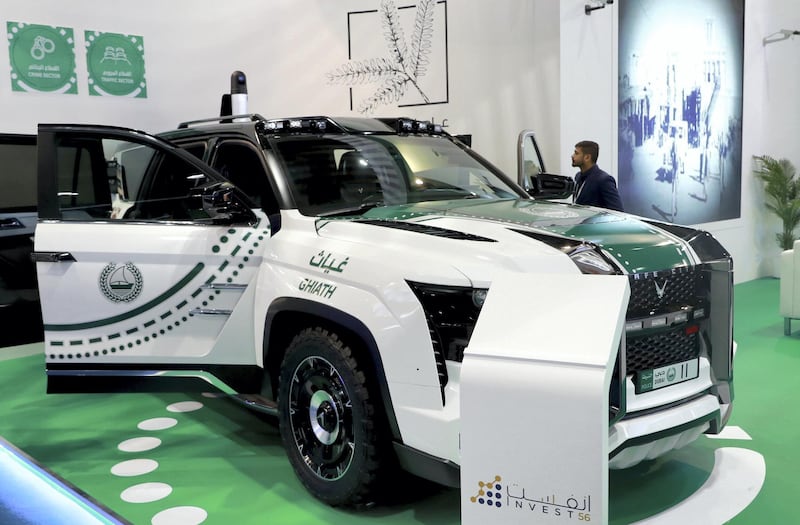 Abu Dhabi, U.A.E., February 18, 2019. INTERNATIONAL DEFENCE EXHIBITION AND CONFERENCE  2019 (IDEX) Day 2--   Dubai Police GHIATH Mobile.
Victor Besa/The National