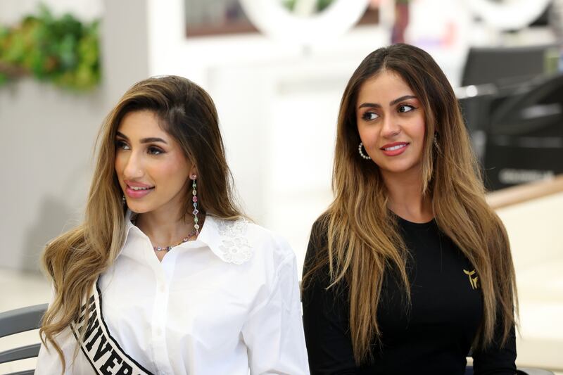 Winner of Miss Universe Bahrain 2021, Manar Nadeem Deyani, with 2022 finalist Maryam Naji. 