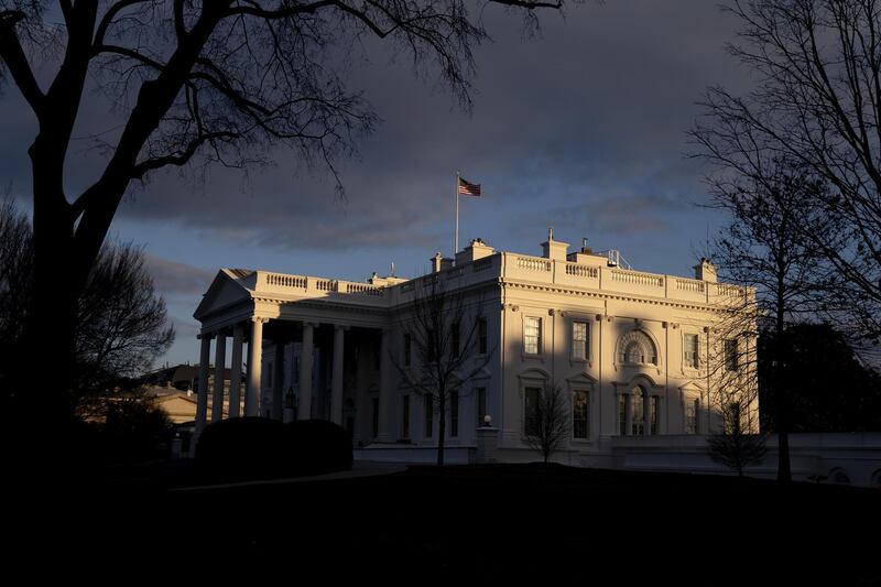 The White House in Washington, D.C., U.S., on Wednesday, Jan. 27, 2021. U.S.  President Joe Biden signed a series of directives to combat climate change that he presented as a boost for U.S. employment, arguing that improvements in infrastructure and technology to curb global warming will add millions of jobs.Photographer: Stefani Reynolds/Bloomberg
