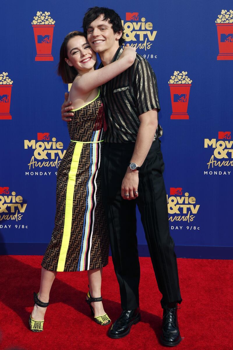 Kiernan Shipka and Ross Lynch arriving at the 2019 MTV Movie & TV Awards. EPA