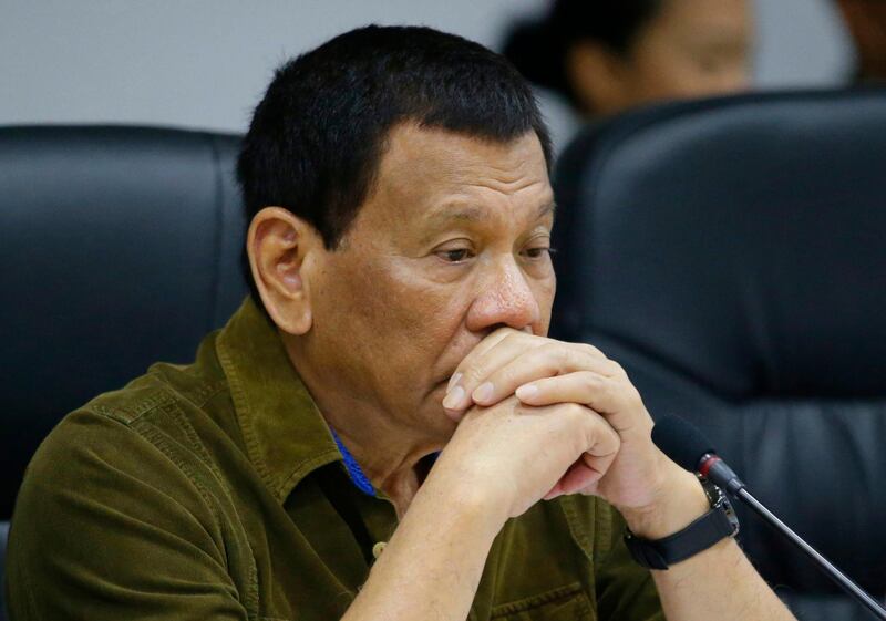 Philippine President Rodrigo Duterte is briefed on the developments. AP Photo