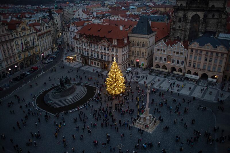 Old Town Square with a Christmas tree in Prague, Czech Republic.   EPA