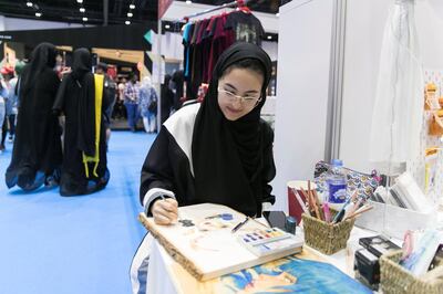 DUBAI, UNITED ARAB EMIRATES - APRIL 7, 2018. 

Lulua Al Moudara, a young Saudi illustrator, at the Middle East Film and Comic Con.

(Photo by Reem Mohammed/The National)

Reporter:
Section: NA