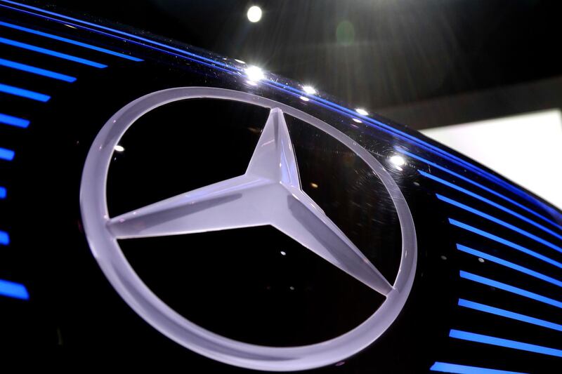 FILE- In this Feb. 2, 2017, file photo, the logo of Mercedes is photographed at the annual news conference at the company's headquarters in Stuttgart, Germany. Automaker Daimler said Thursday, May 24, that it is being told to recall models of its Mercedes-Benz Vito delivery van by Germany's motor vehicle authority, which has ruled that the vehicle's diesel emissions controls do not meet legal requirements. (AP Photo/Matthias Schrader, File)