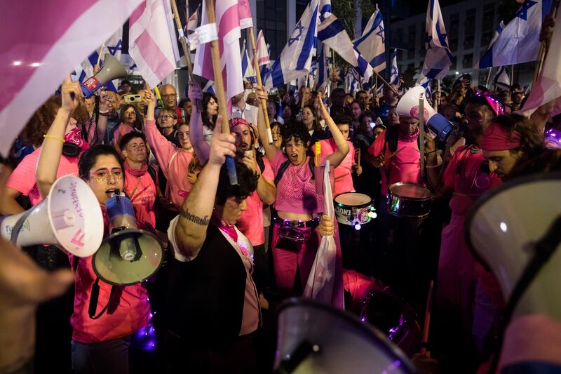 Protesters at their 75th Israel Independence Day rally. Getty