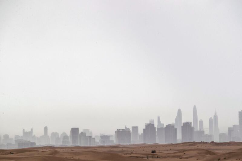 Rain along the Al Qudra area of Dubai on April 29 th, 2021. 
Antonie Robertson / The National.
Reporter: None for National.