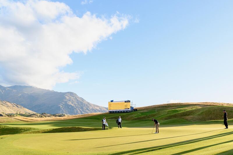 Harry Bateman putts on the 18th hole during day one of the 2019 New Zealand Open at The Hills Golf Club on in Queenstown, New Zealand. Getty Images