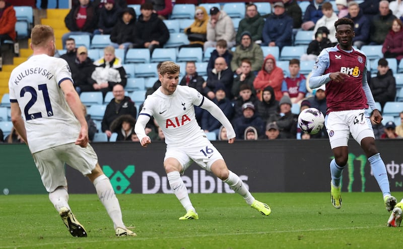 Tottenham Hotspur's Timo Werner scores their fourth goal. Reuters
