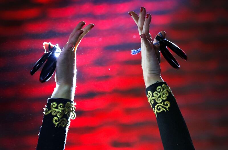 The hands of Spanish flamenco dancer Carolina Morgado using castanets. AFP